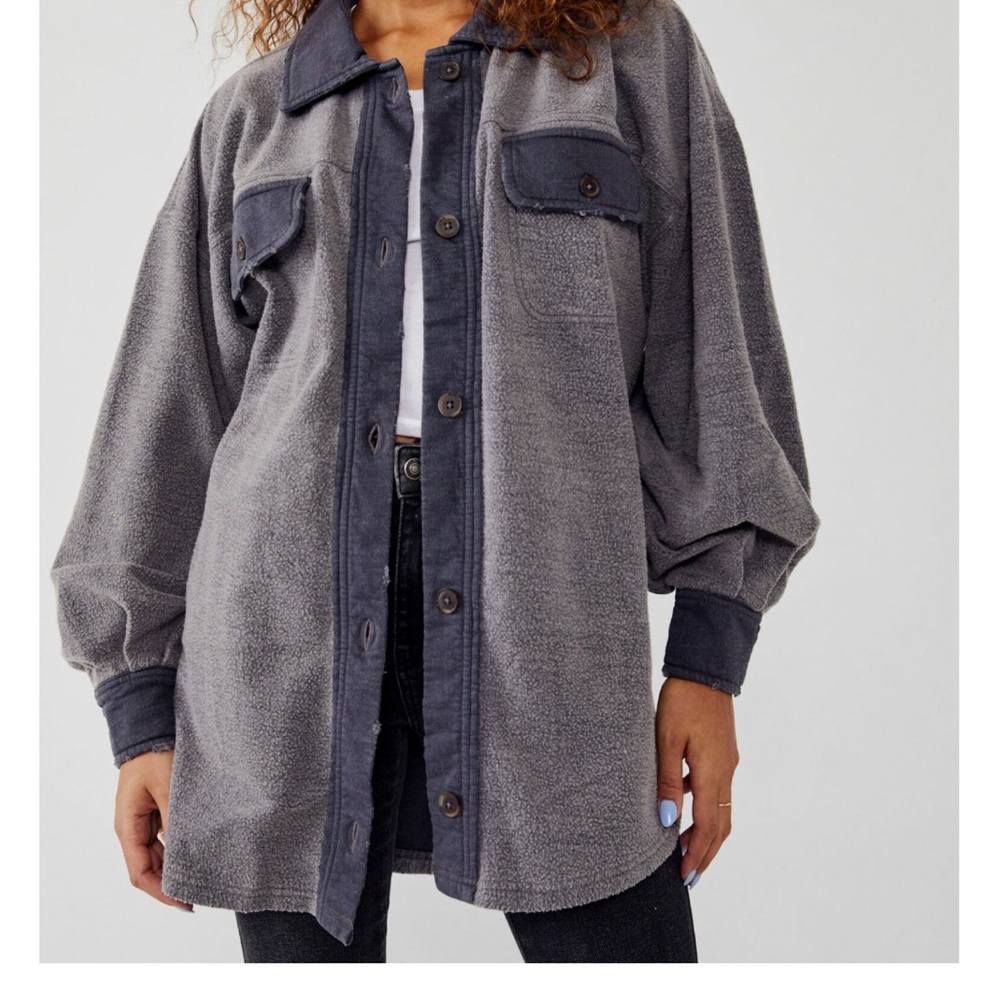 Free people ruby button down oversized jacket